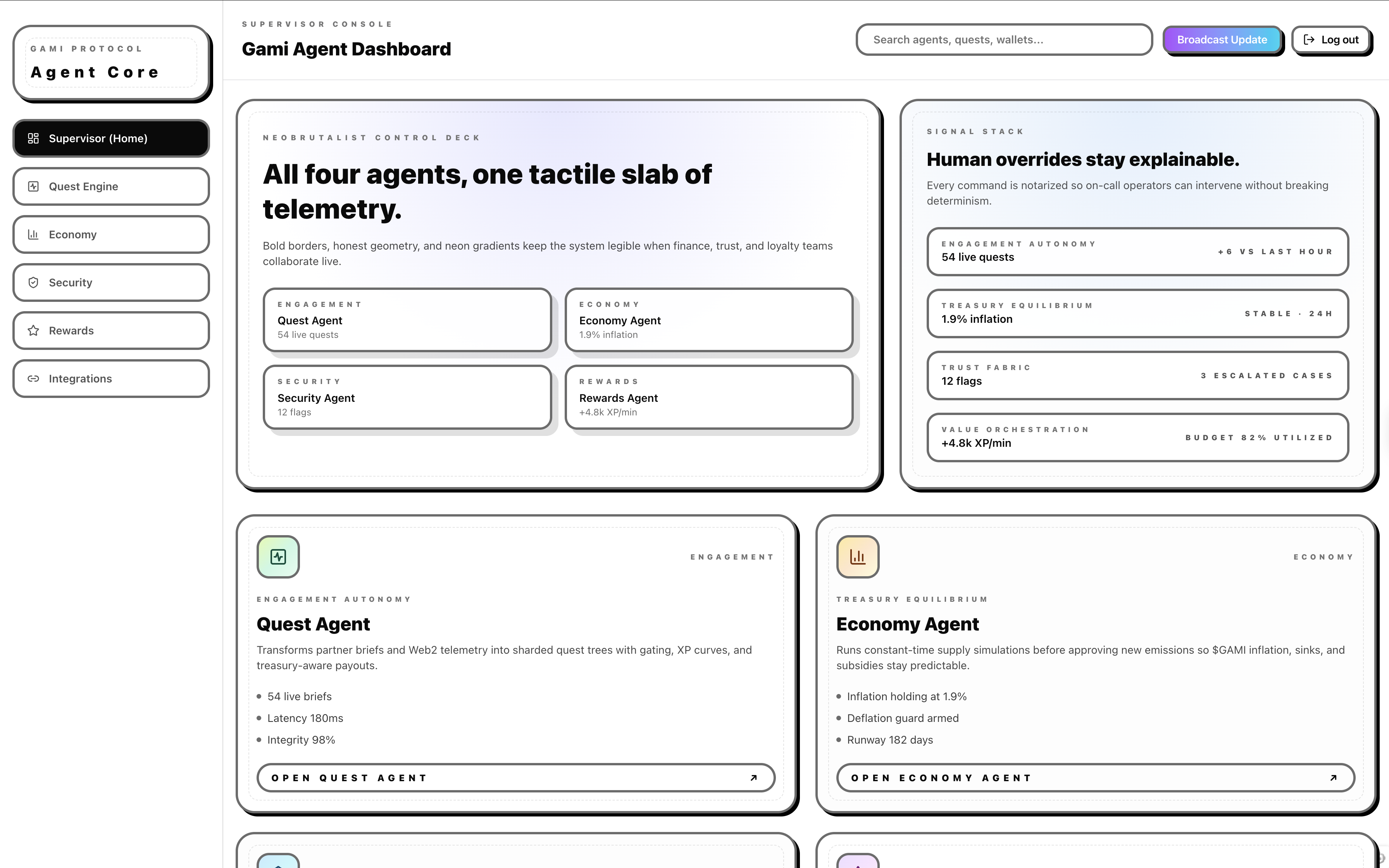 Gami Protocol dashboard